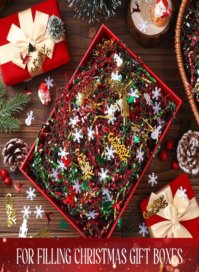 Moinchore 2lb Christmas Basket Stuffers Filler Metallic Red Green and Gold Crinkle Cut Paper Shred Filler with Nutcracker Xmas Tree Confetti Raffia Stuffing for Merry Christmas Gift Basket Packaging - Image 3